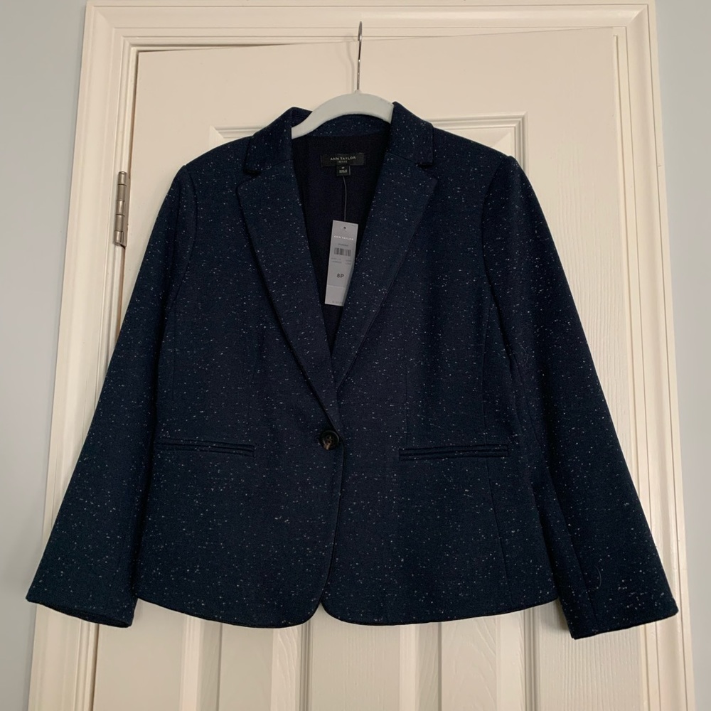 New with Tags, Ann Taylor navy speckled blazer